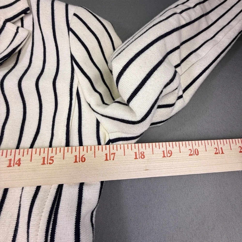 Talbots OP White‎ Black Striped Cotton Knit Jacket Long Sleeve Buttons